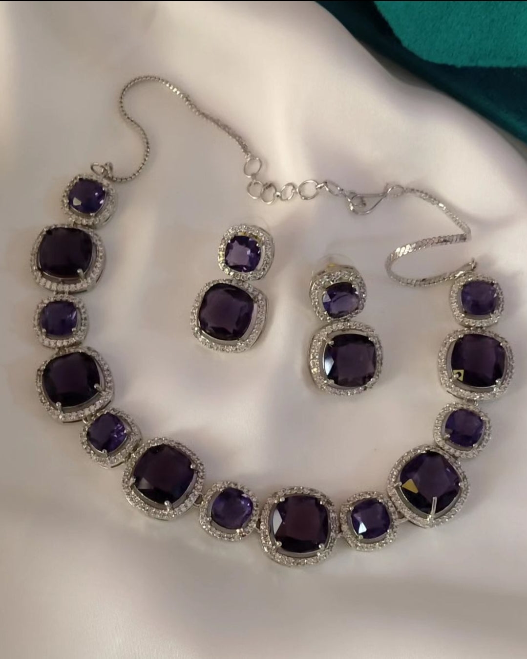 PURPLE & ZIRCON NECKLACE SET