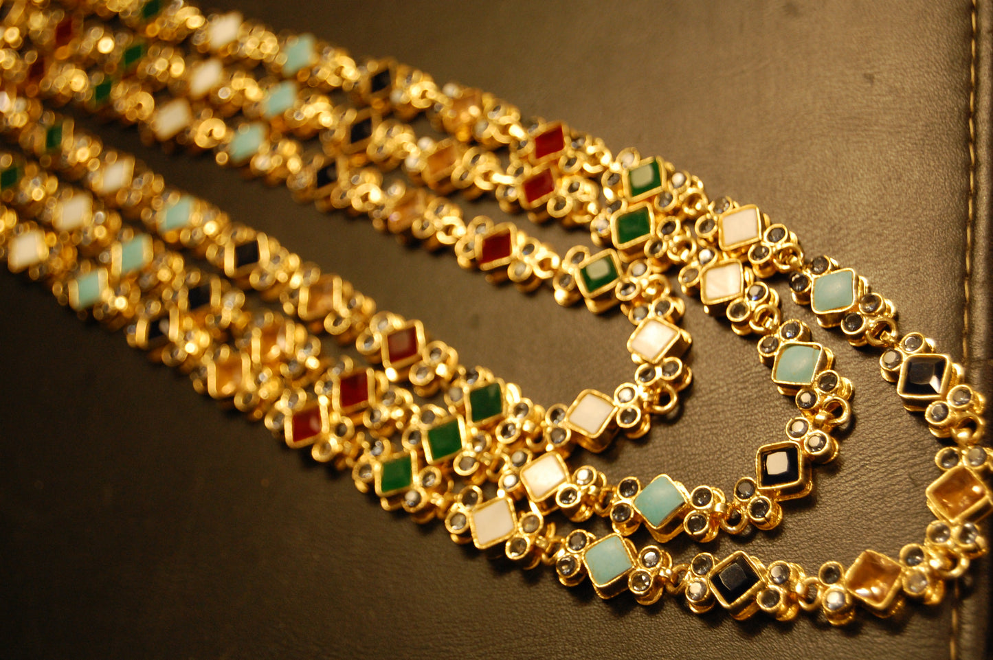 3 LAYERED MALA WITH MULTI STONES & KUNDAN