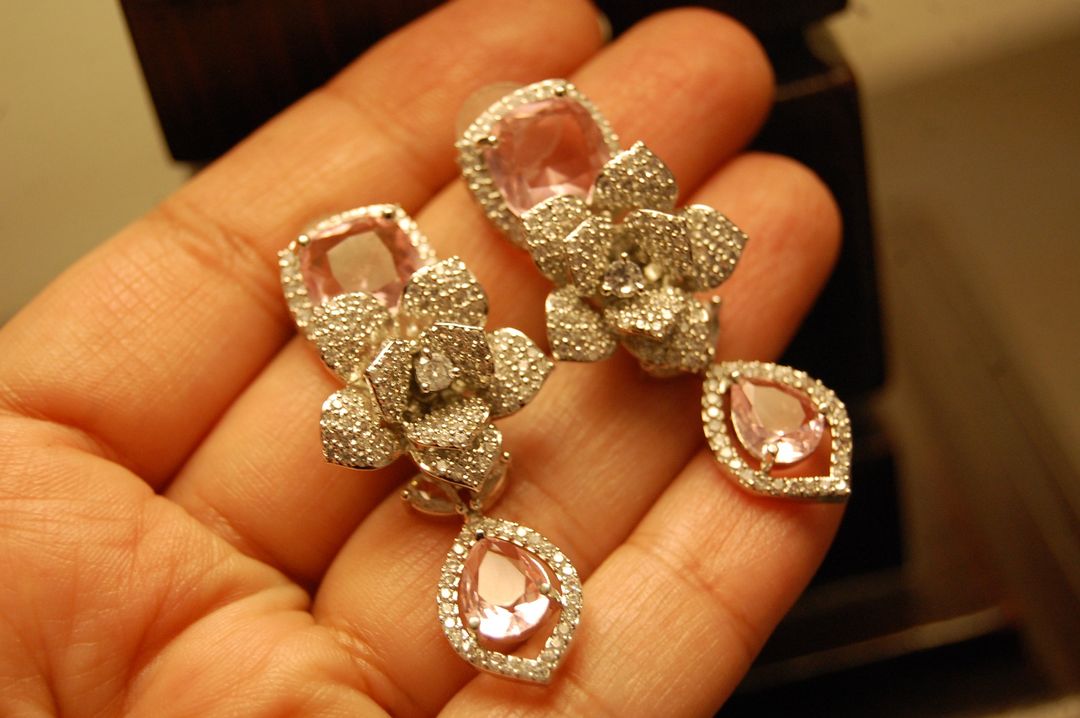 PINK & ZIRCON FLORAL NECKLACE SET