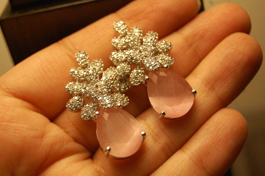 AMERICAN DIAMOND EARRINGS IN PINK