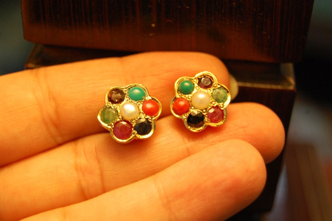 NAURATAN CHAANDI EARRINGS WITH GOLD PLATING