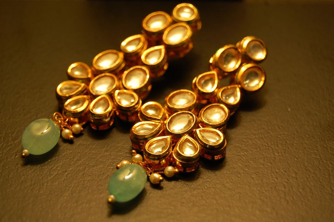 KUNDAN & JADE GREEN EARRINGS