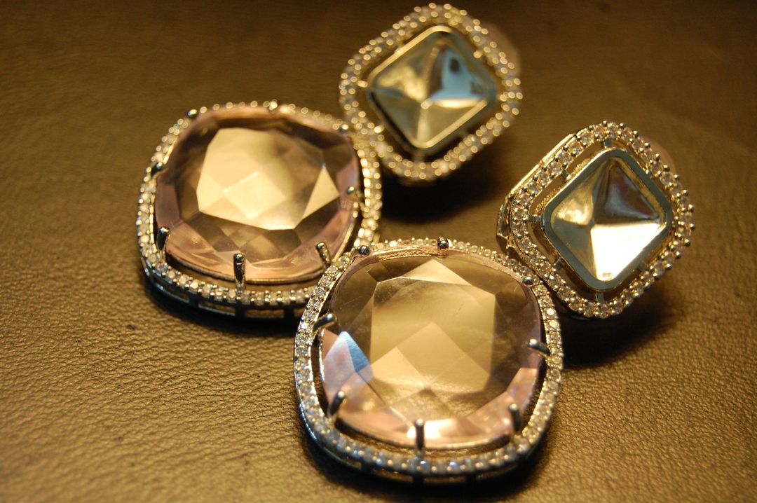PINK EARRINGS IN KUNDAN & ZIRCONS