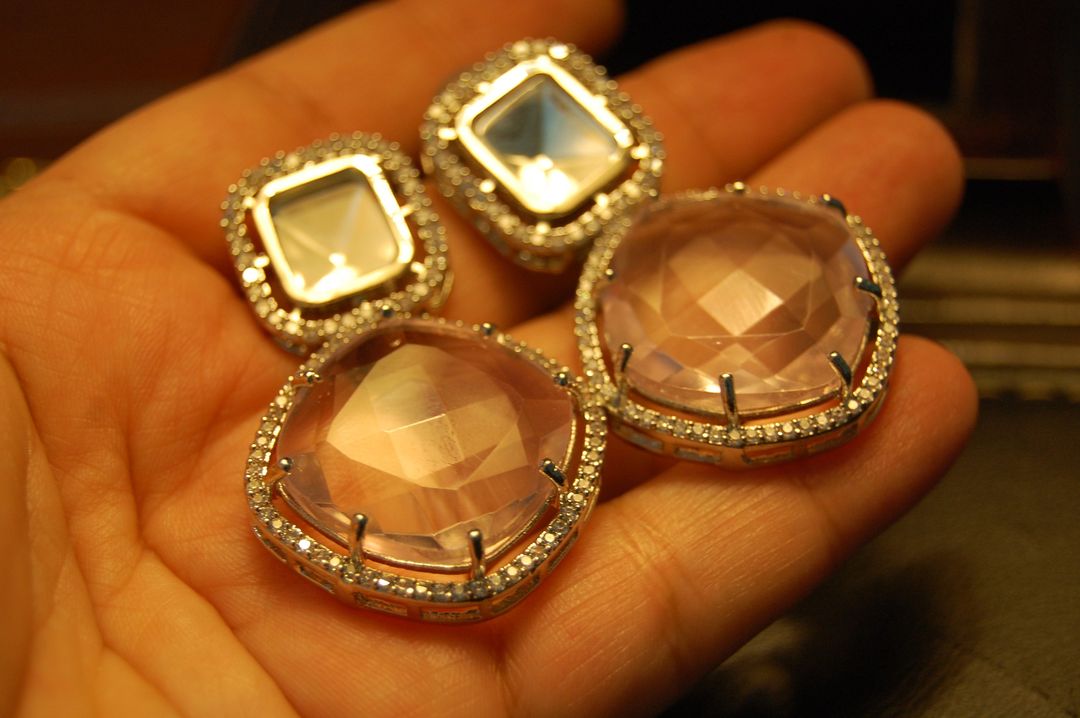 PINK EARRINGS IN KUNDAN & ZIRCONS