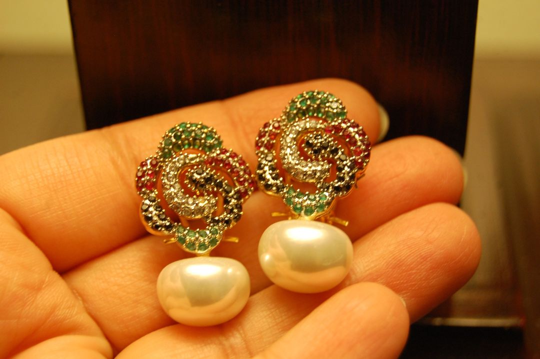 Multi stone earrings with pearls