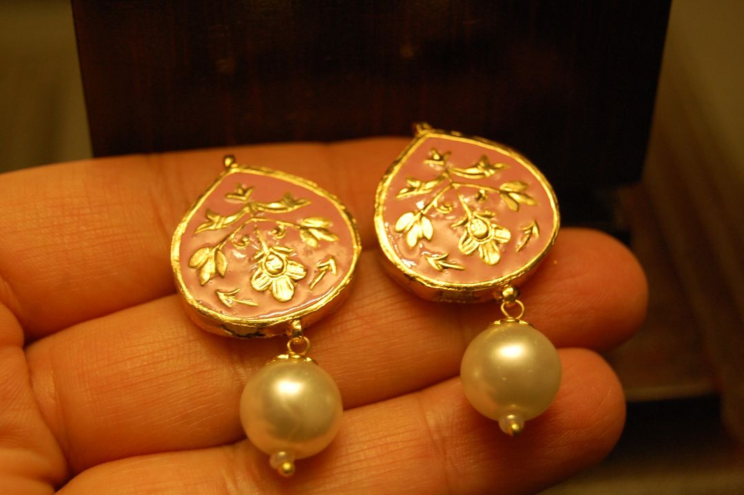 PINK MEENA EARRINGS