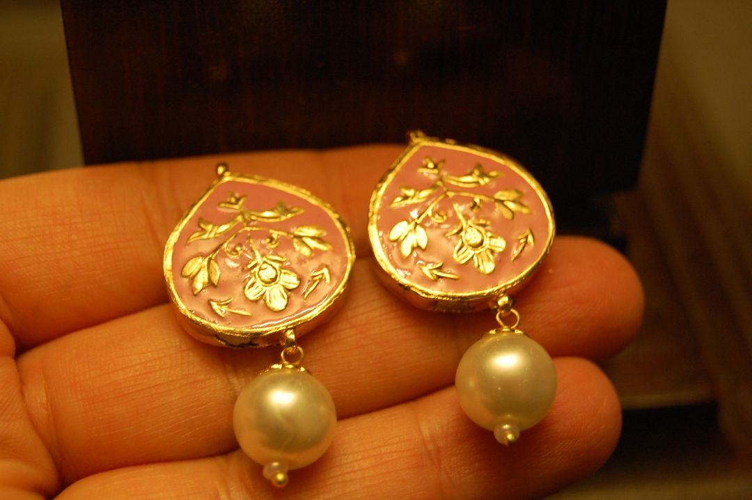 PINK MEENA EARRINGS