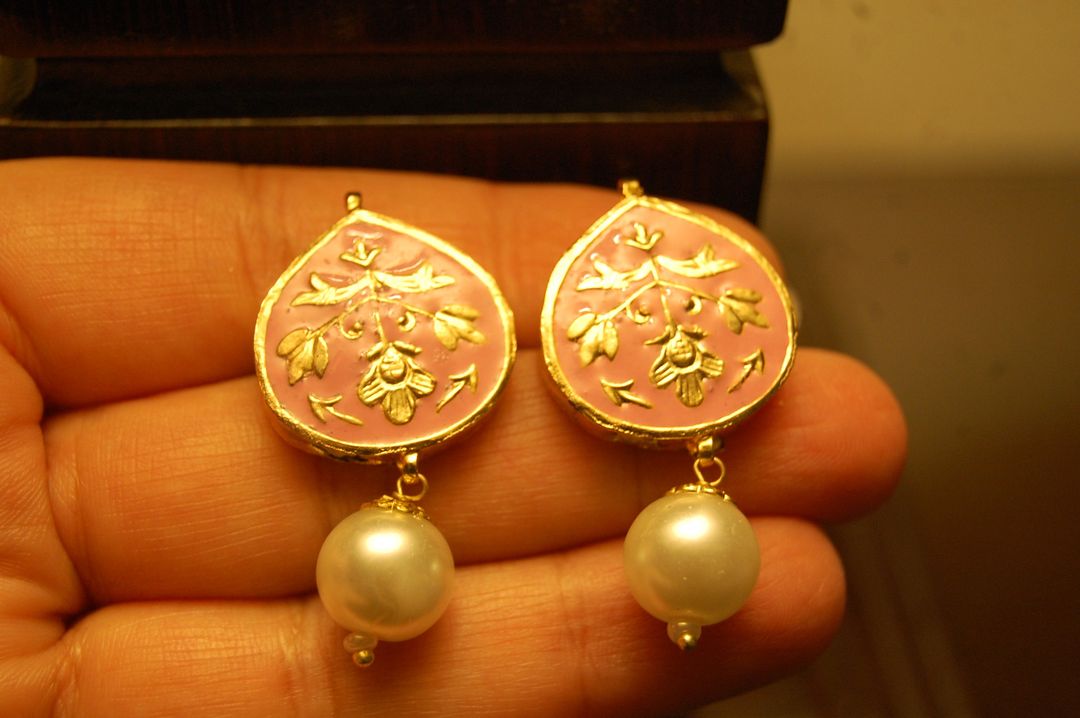PINK MEENA EARRINGS