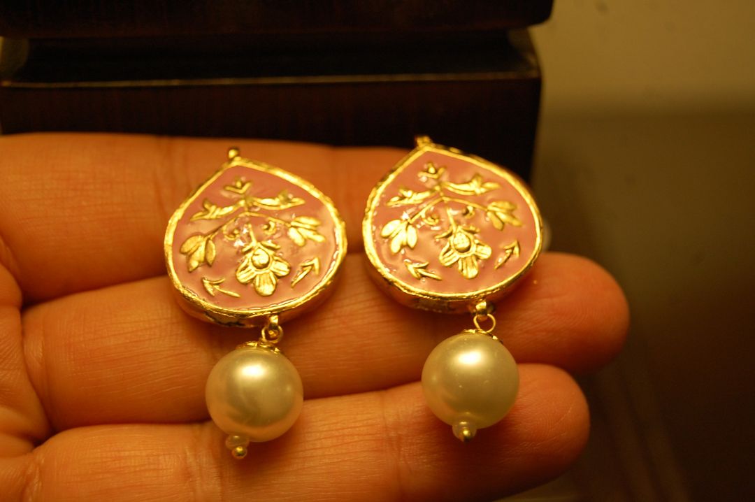 PINK MEENA EARRINGS