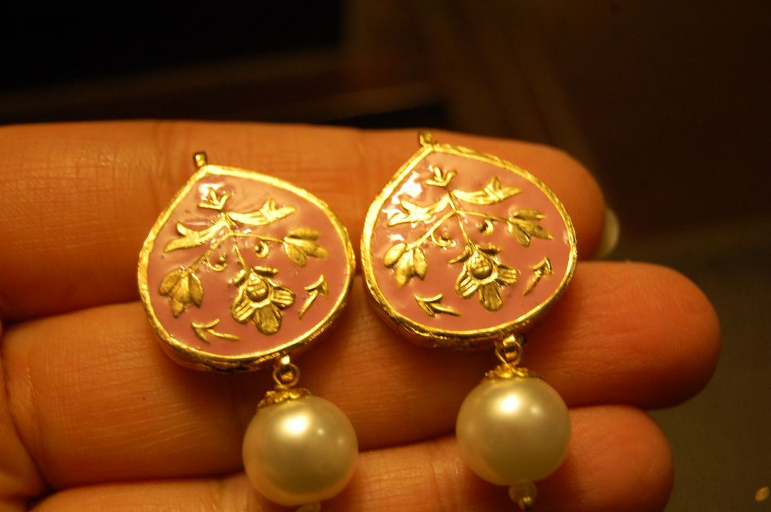 PINK MEENA EARRINGS