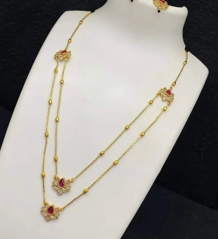 DELICATE DOUBLE CHAIN LOTUS SET