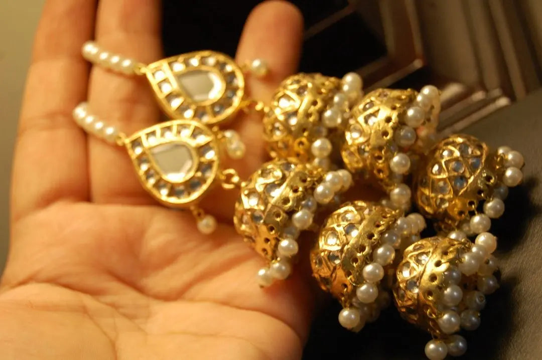 THREE LAYERED KUNDAN JHUMKAS