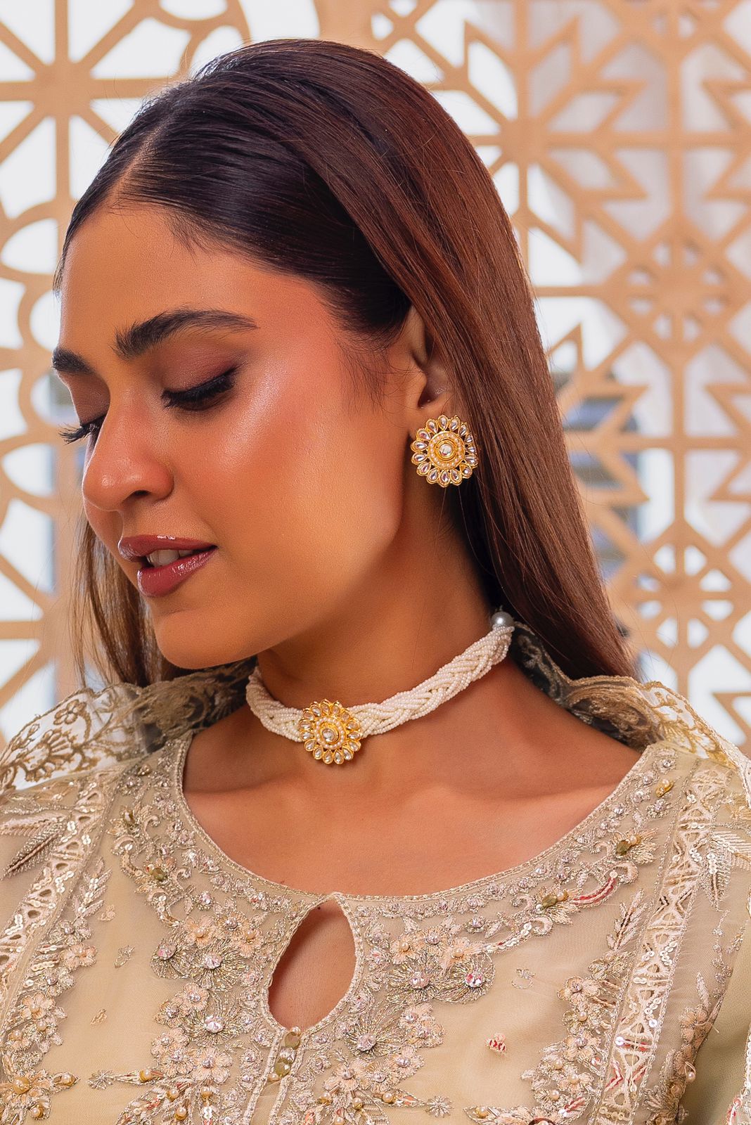 FLORAL PEARL & KUNDAN CHOKER SET