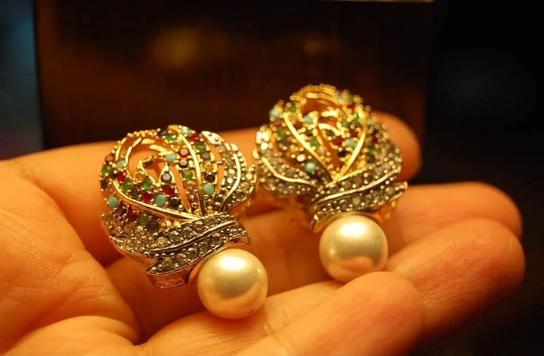 MULTI STONE FLORAL & ZIRCON EARRINGS