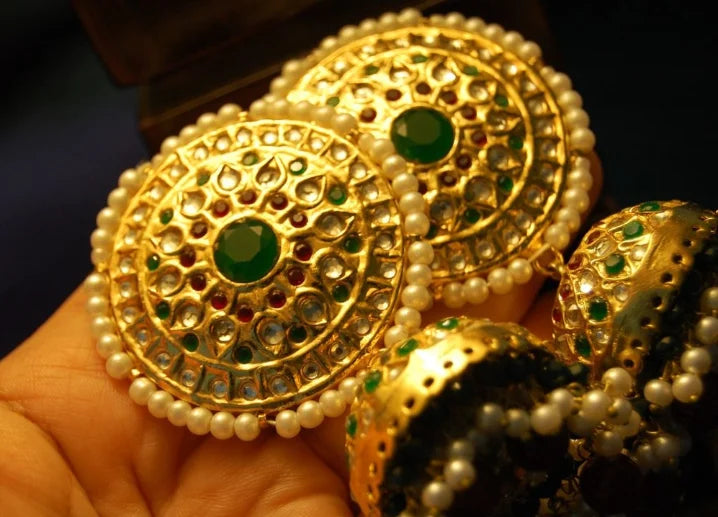 LARGE JHUMKAS IN MULTI STONES