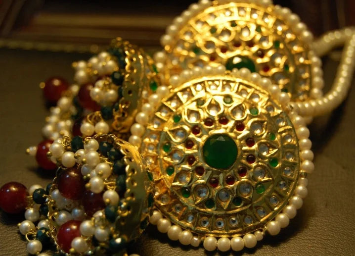 LARGE JHUMKAS IN MULTI STONES