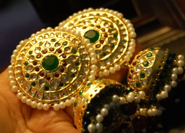 LARGE JHUMKAS IN MULTI STONES