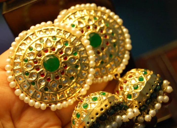 LARGE JHUMKAS IN MULTI STONES