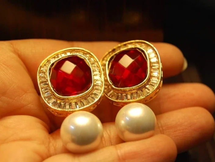 RED PEARL EARRINGS
