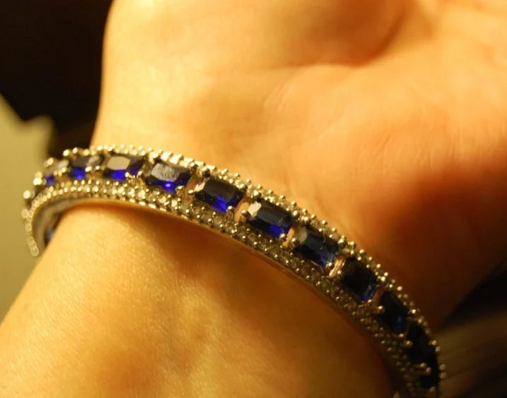 SAPPHIRE STONE & ZIRCON BANGLE