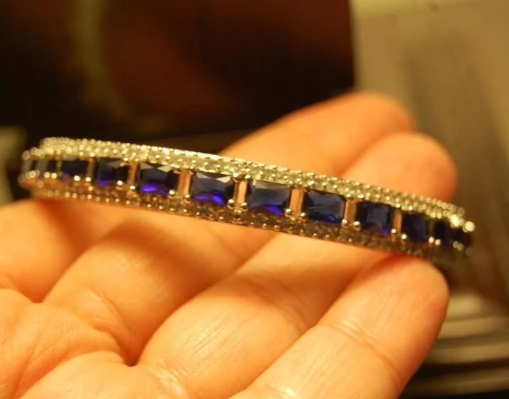 SAPPHIRE STONE & ZIRCON BANGLE