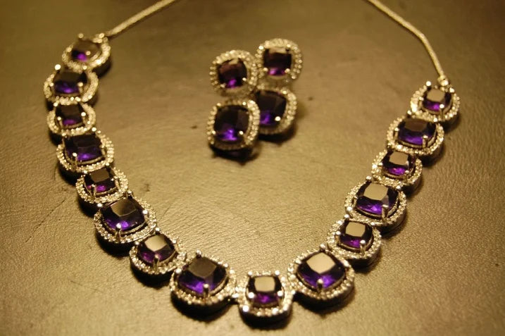 PURPLE & ZIRCON NECKLACE SET