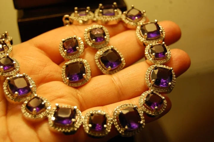 PURPLE & ZIRCON NECKLACE SET