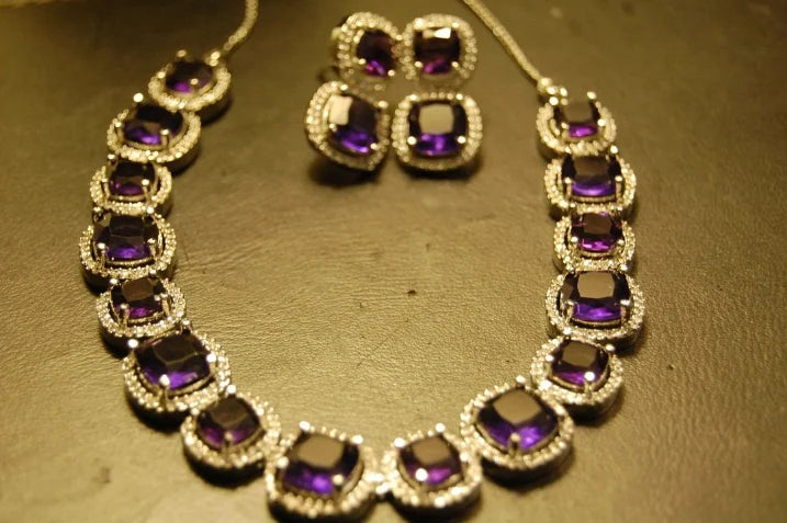 PURPLE & ZIRCON NECKLACE SET