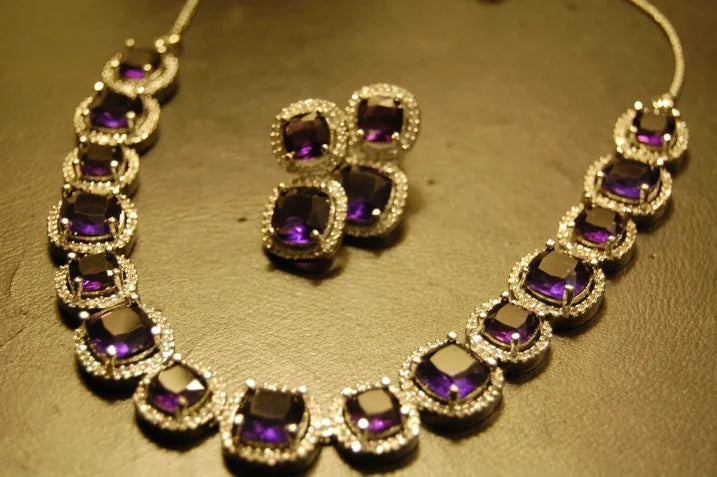 PURPLE & ZIRCON NECKLACE SET