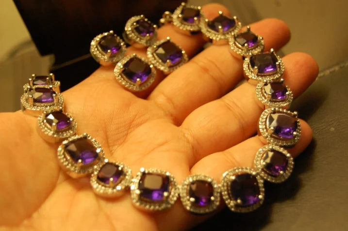 PURPLE & ZIRCON NECKLACE SET