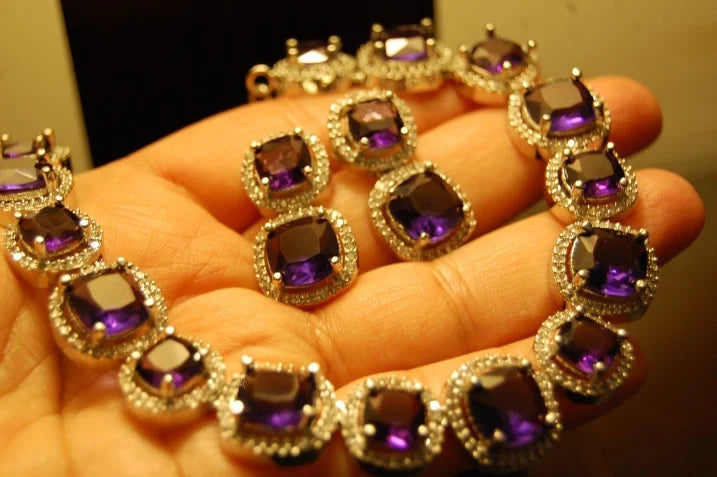 PURPLE & ZIRCON NECKLACE SET