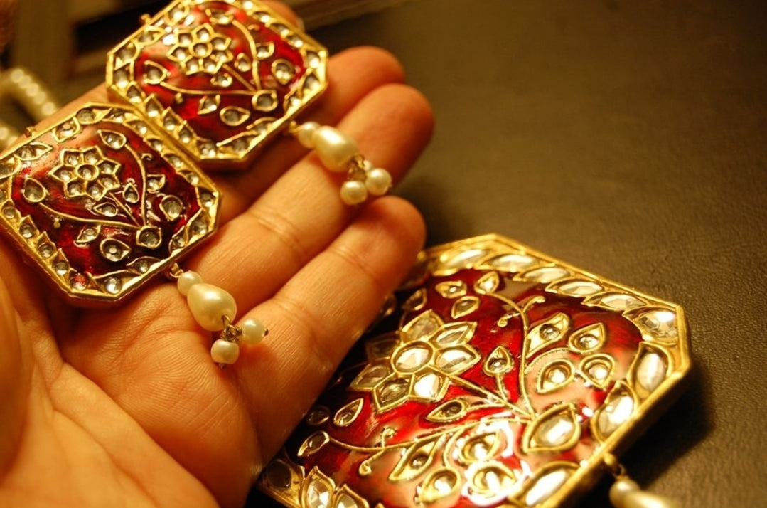 MALA SET IN RED MEENA & KUNDAN