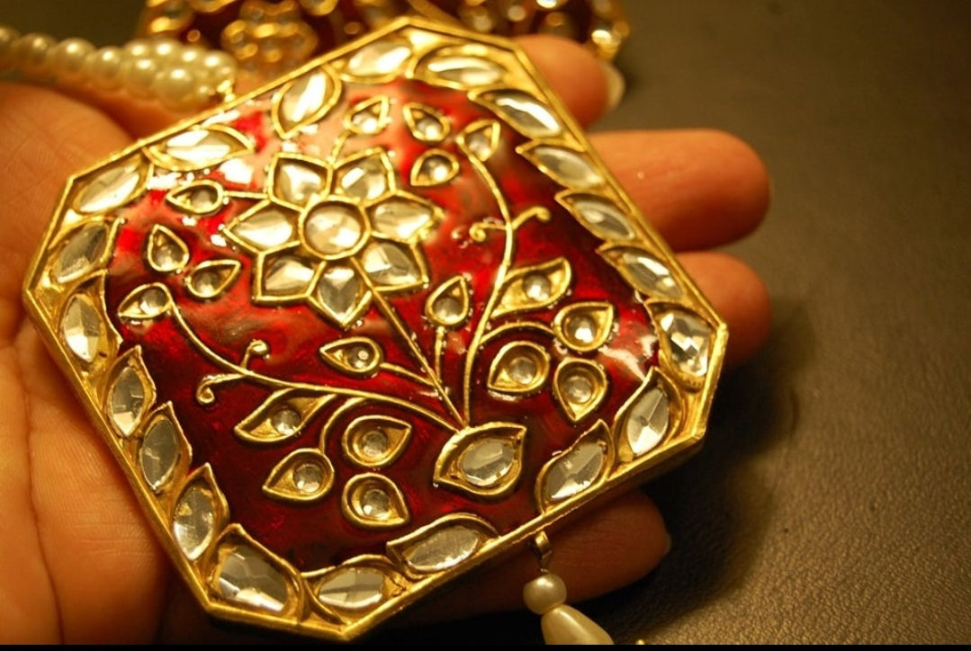 MALA SET IN RED MEENA & KUNDAN
