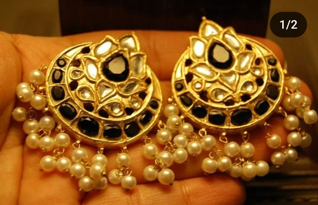 BLACK & KUNDAN EARRINGS