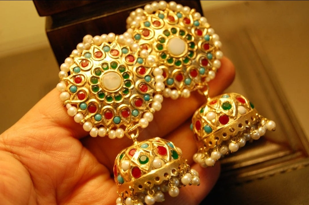 MULTI STONE JHUMKAS