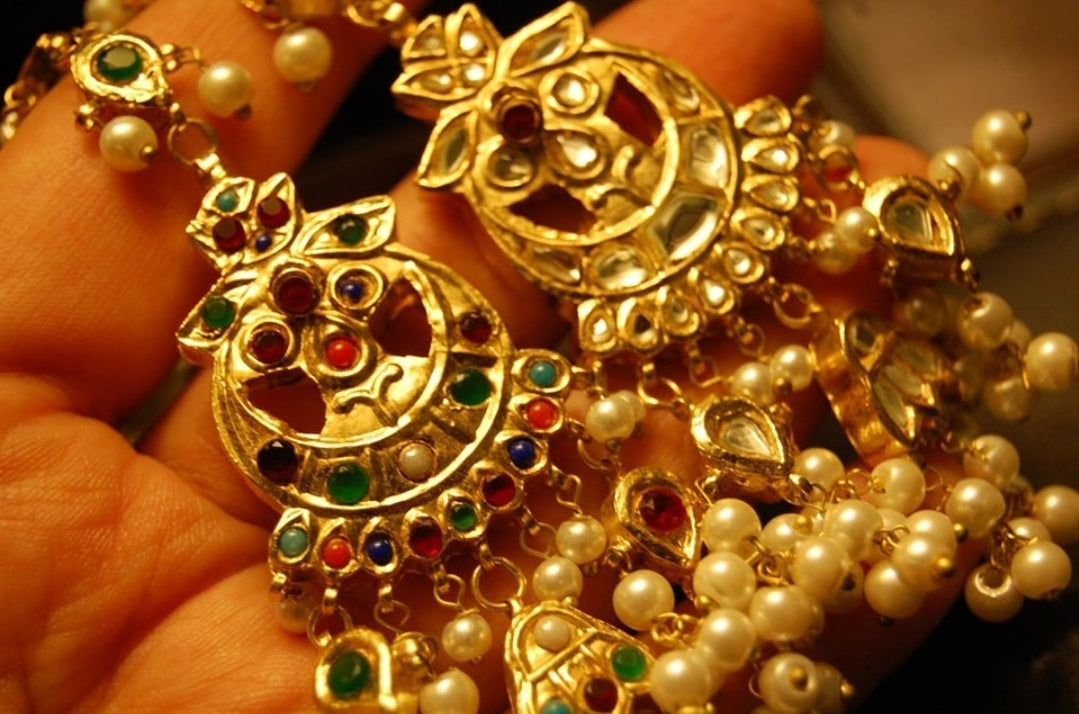 NAURATAN & KUNDAN DOUBLE SIDED EARRINGS