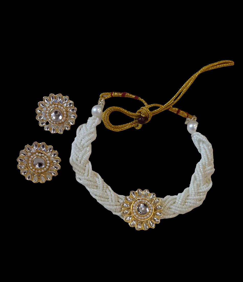 FLORAL PEARL & KUNDAN CHOKER SET