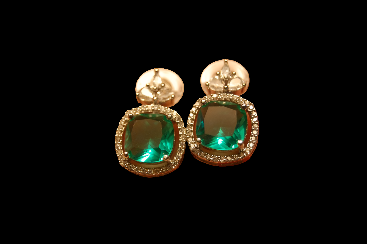 ELEGANT ZIRCON & GREEN EARRINGS