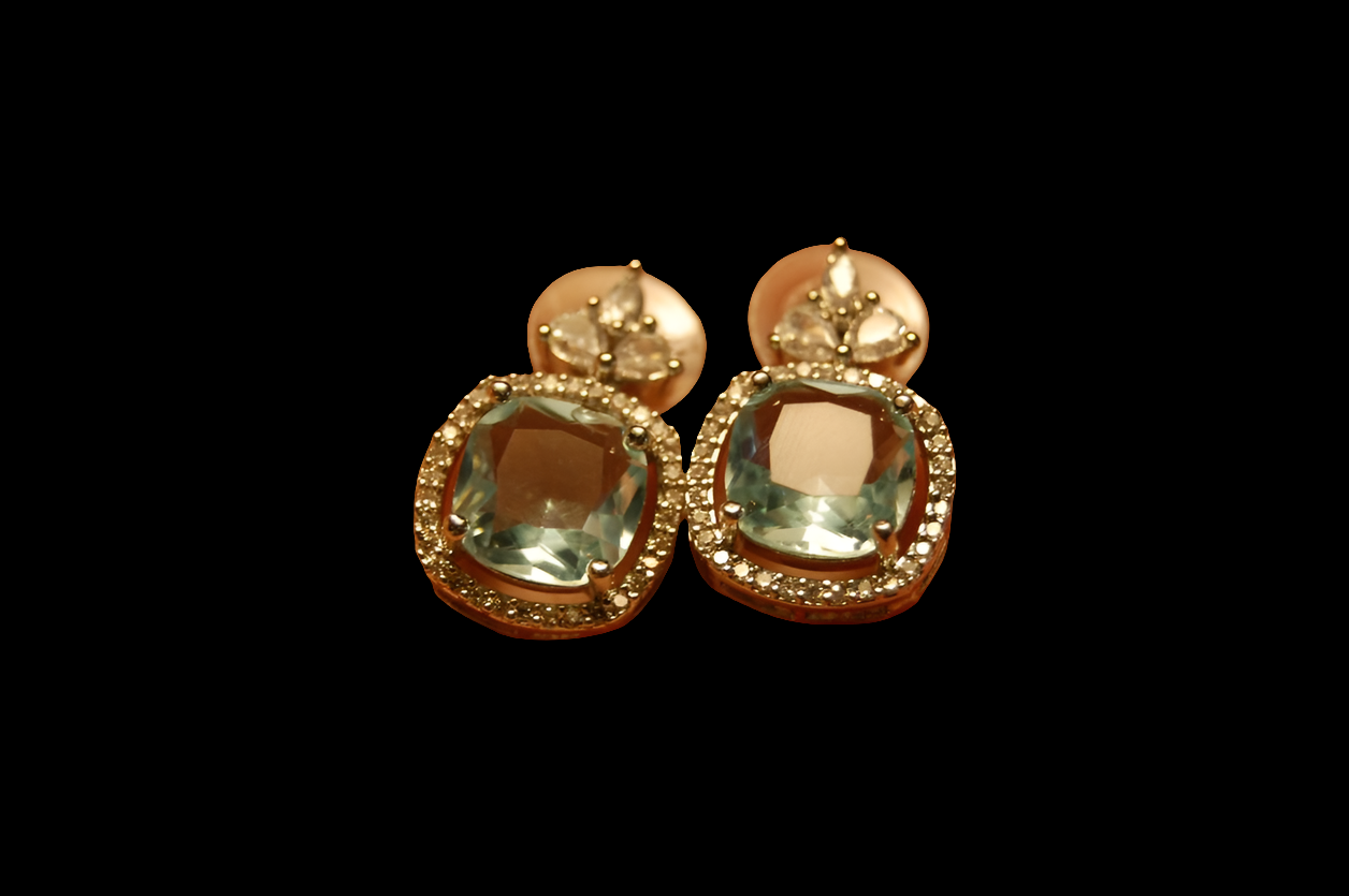 ELEGANT ZIRCON & AQUAMARINE EARRINGS