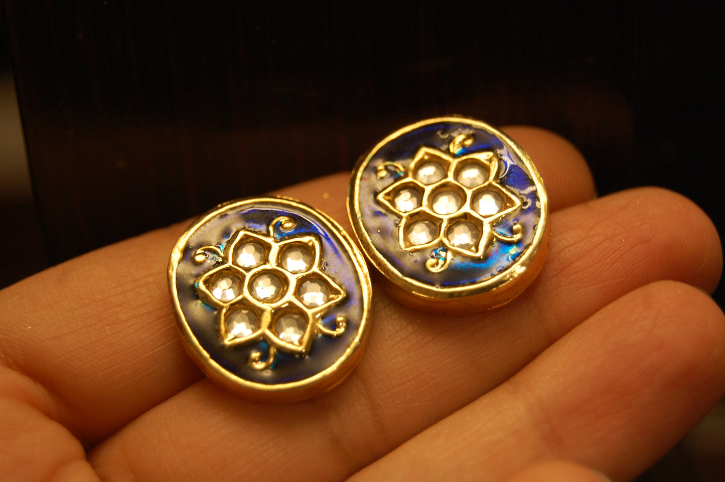 BLUE MEENA & KUNDAN EARRINGS