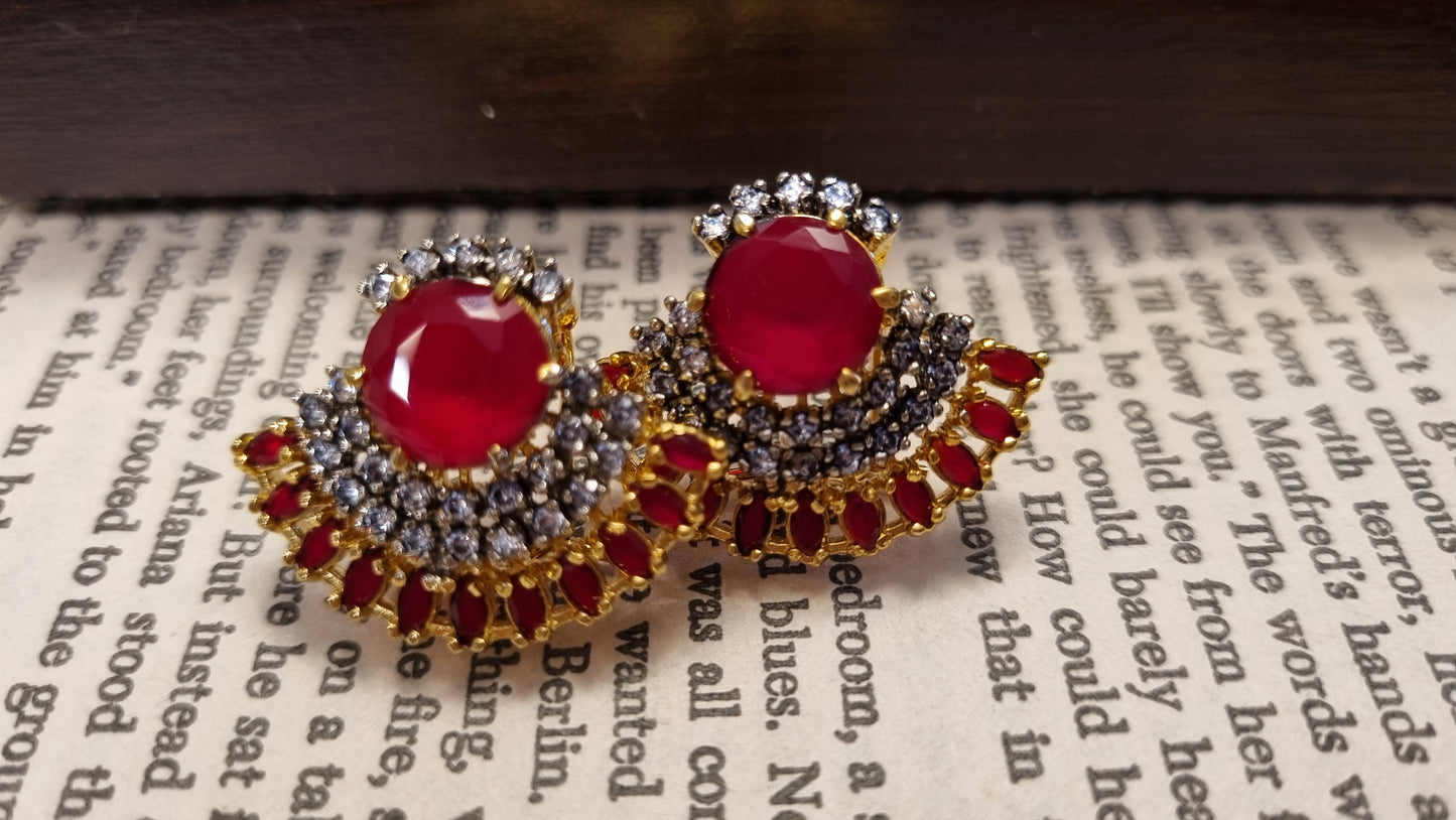 RED & ZIRCON EARRINGS