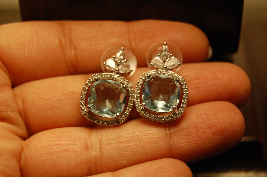 ELEGANT ZIRCON & AQUAMARINE EARRINGS