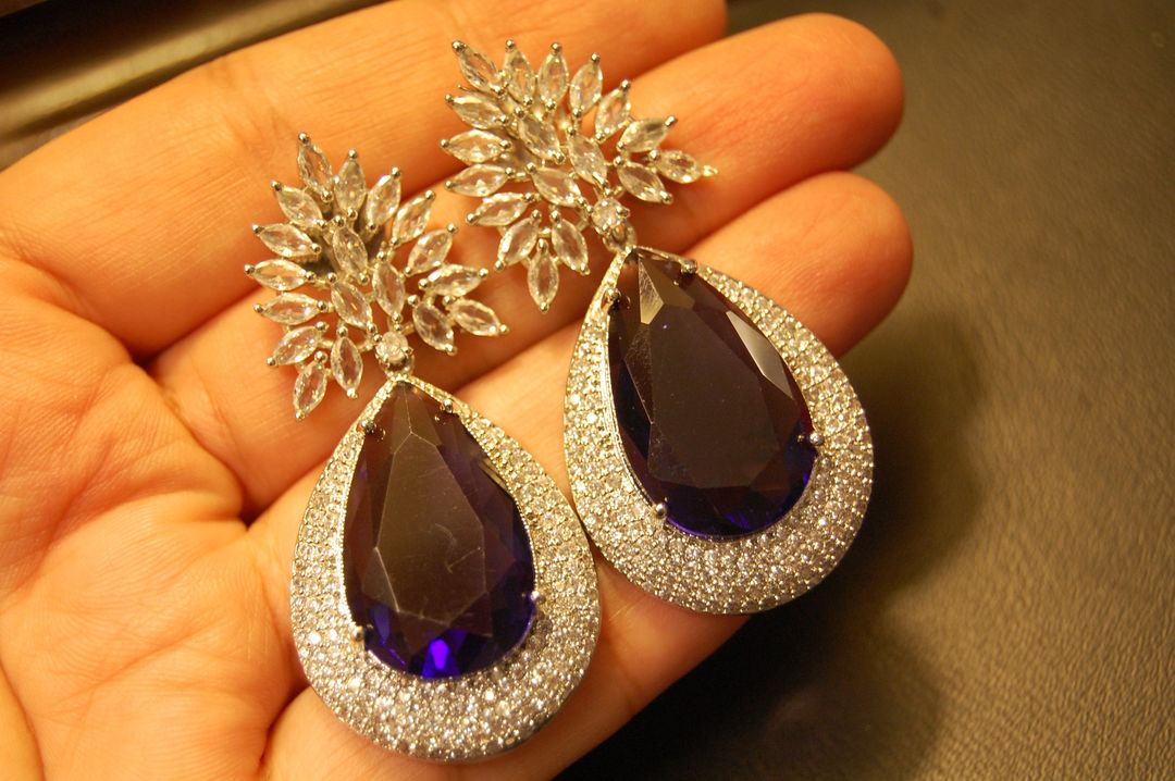 PURPLE AMETHYST ZIRCON EARRINGS