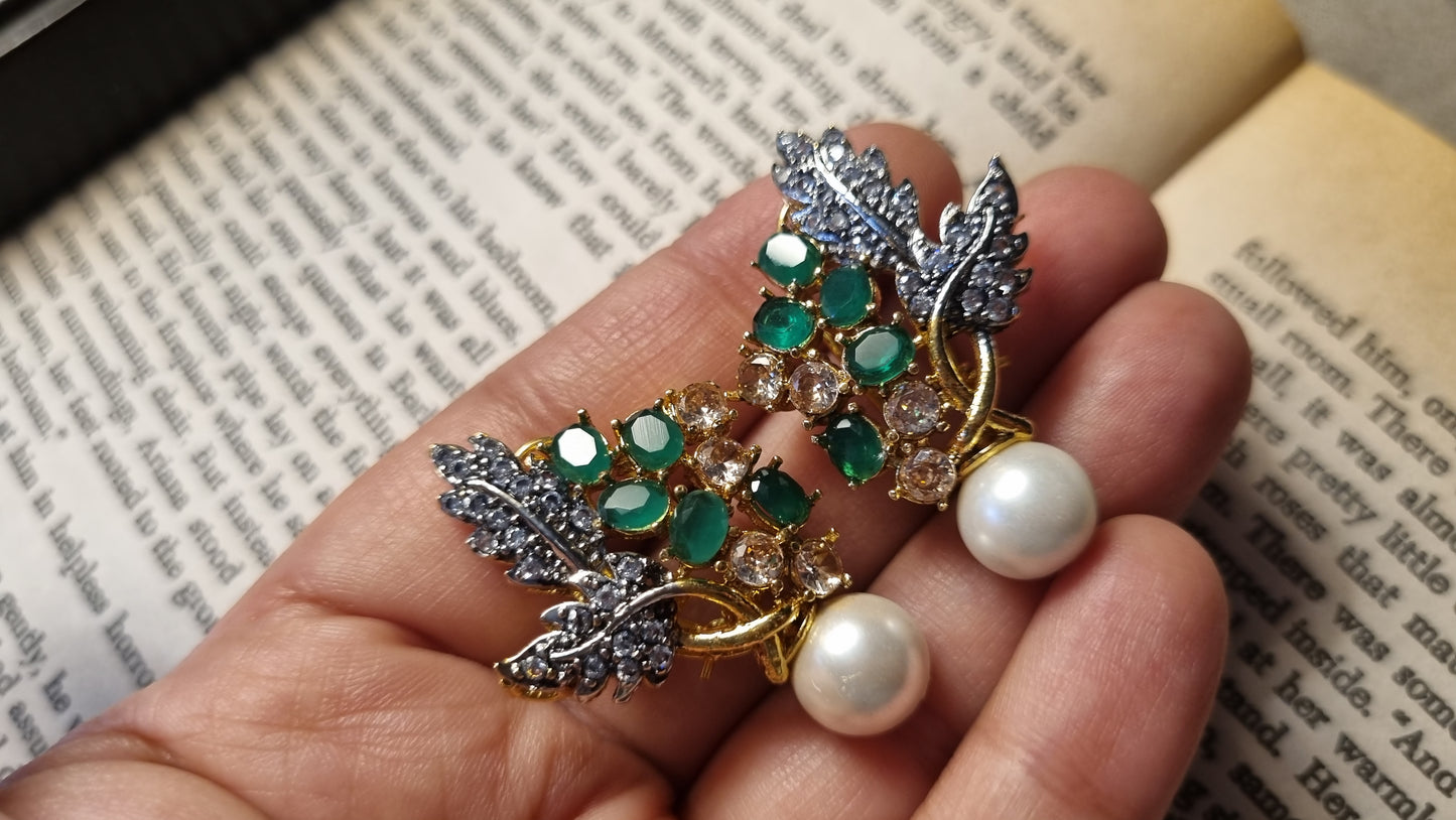 GREEN & ZIRCON EARRINGS