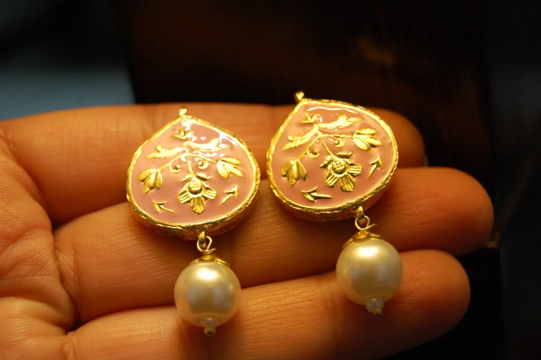 PINK MEENA EARRINGS