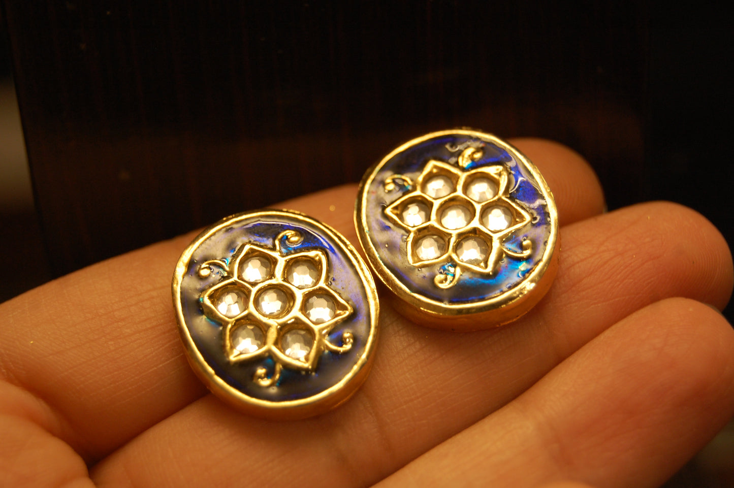 BLUE MEENA & KUNDAN EARRINGS