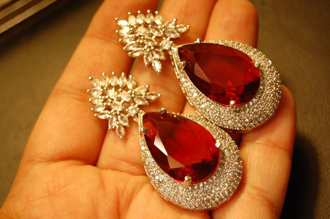 RUBY RED ZIRCON EARRINGS