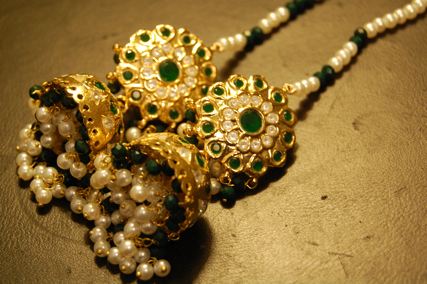 TRADITIONAL GREEN & KUNDAN JHUMKAS