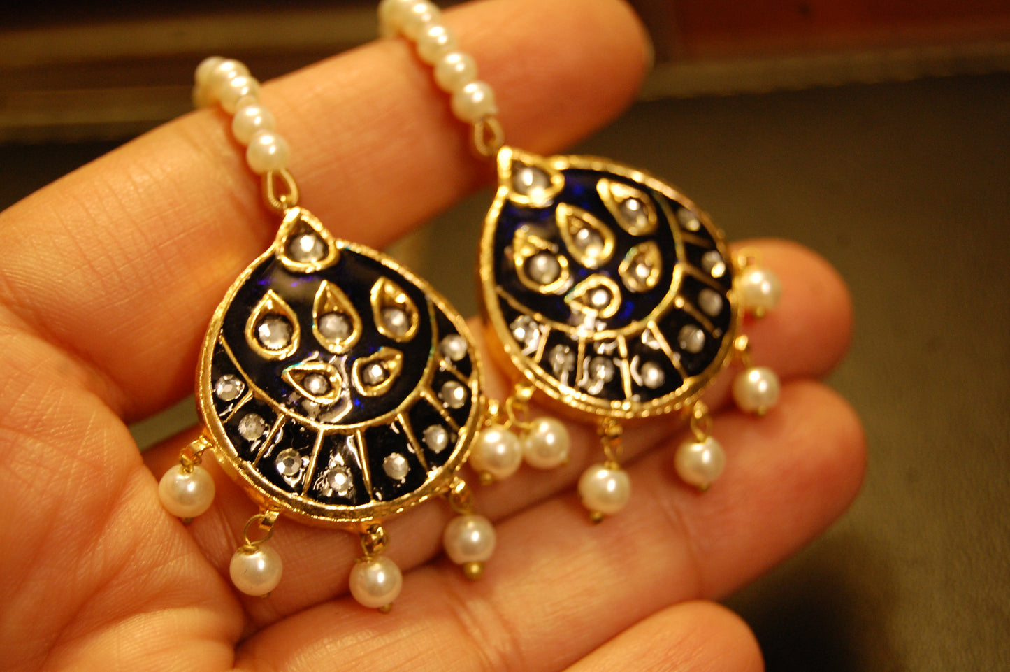 BLUE MEENA & KUNDAN EARRINGS