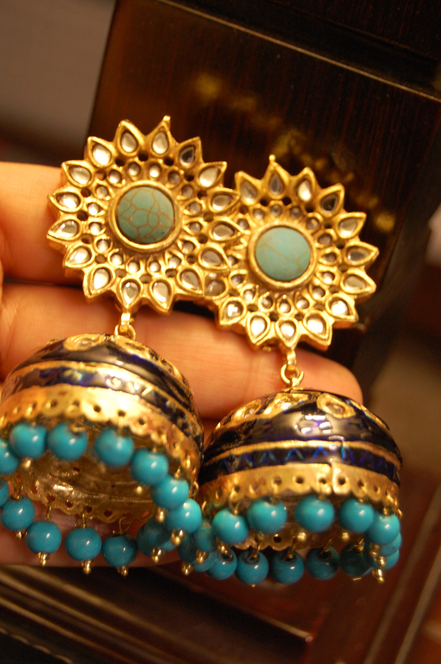 BLUE MEENA & FEROZA KUNDAN JHUMKAS
